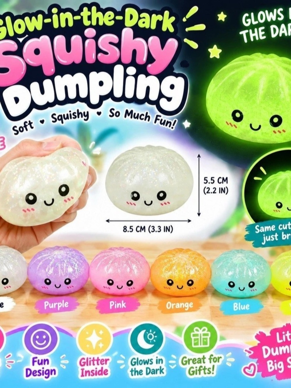 Glow-in-the-Dark Mystery Squishy Dumpling Toy